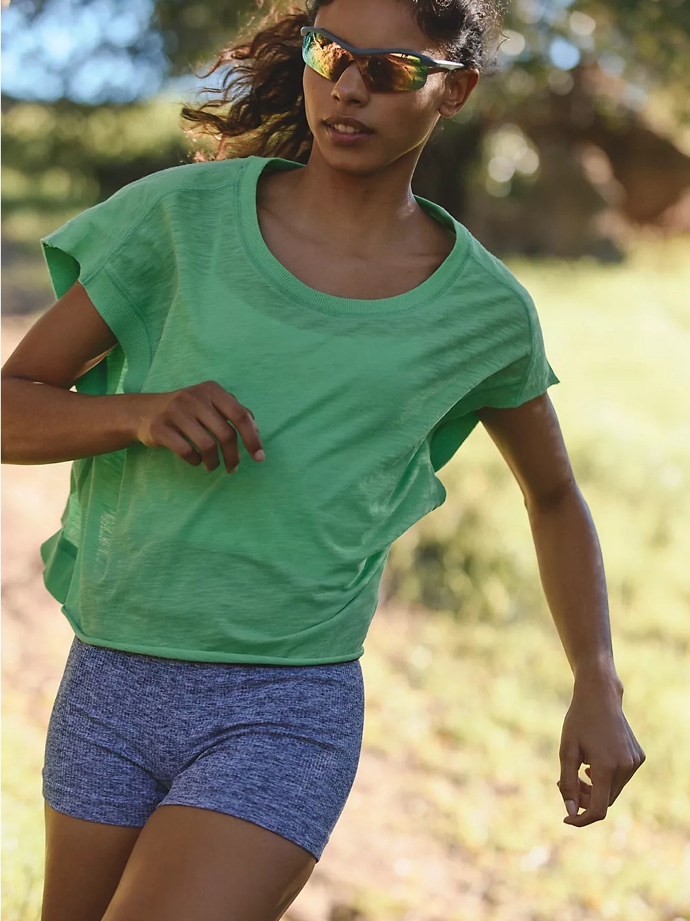 Free People Open-Back Lightweight Green Crop Top